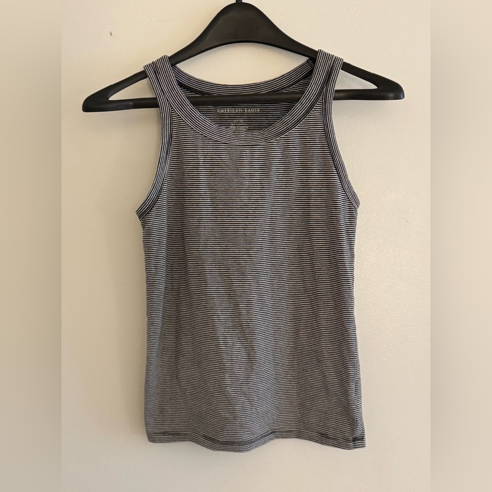 American Eagle Black and White Striped Top - SMALL